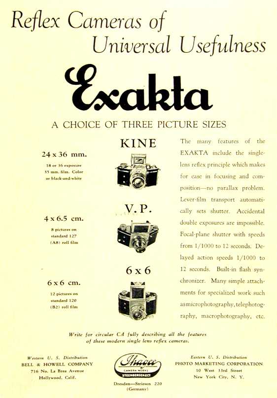 Exakta - Reflex Cameras of Universal Usefulness