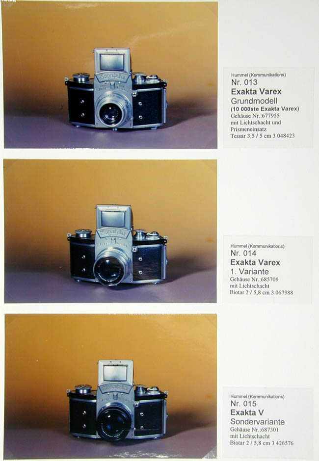 Ihagee Exakta Varex - 013, 014.  Exakta V - 015